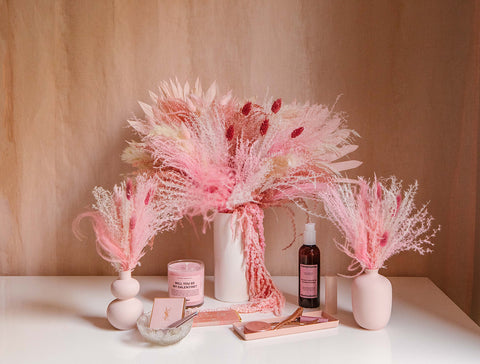 Pink Dried Flower Arrangements on Table - Home Decor - East Olivia