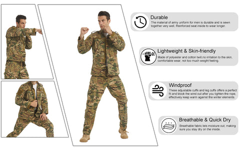 LANBAOSI Chemise de Combat Militaire Homme Airsoft Shirt Tenue Camouflage  Uniforme Tactique Séchage Rapide à Manches imperméables MC Small :  : Sports et Loisirs