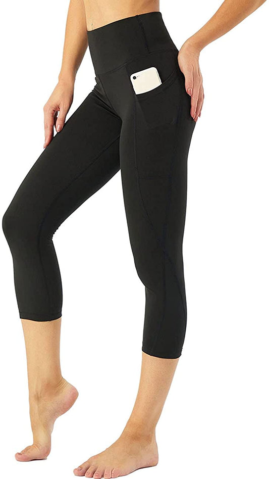 KKB Women's High Waisted Yoga Leggings with Side Pockets,Tummy