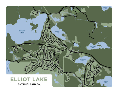 Elliot Lake Map Print Jelly Brothers   ElliotLake Large 