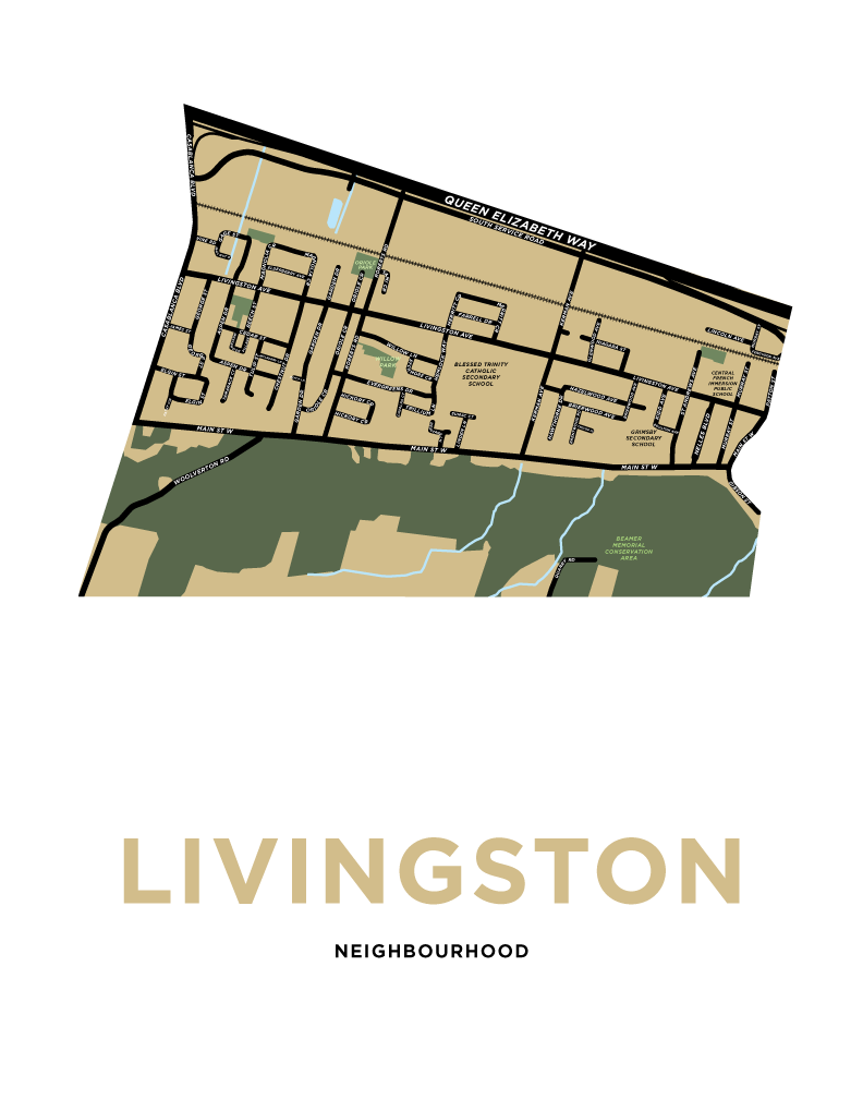 Livingston Neighbourhood Map Print Jelly Brothers   GrimsbyMid 