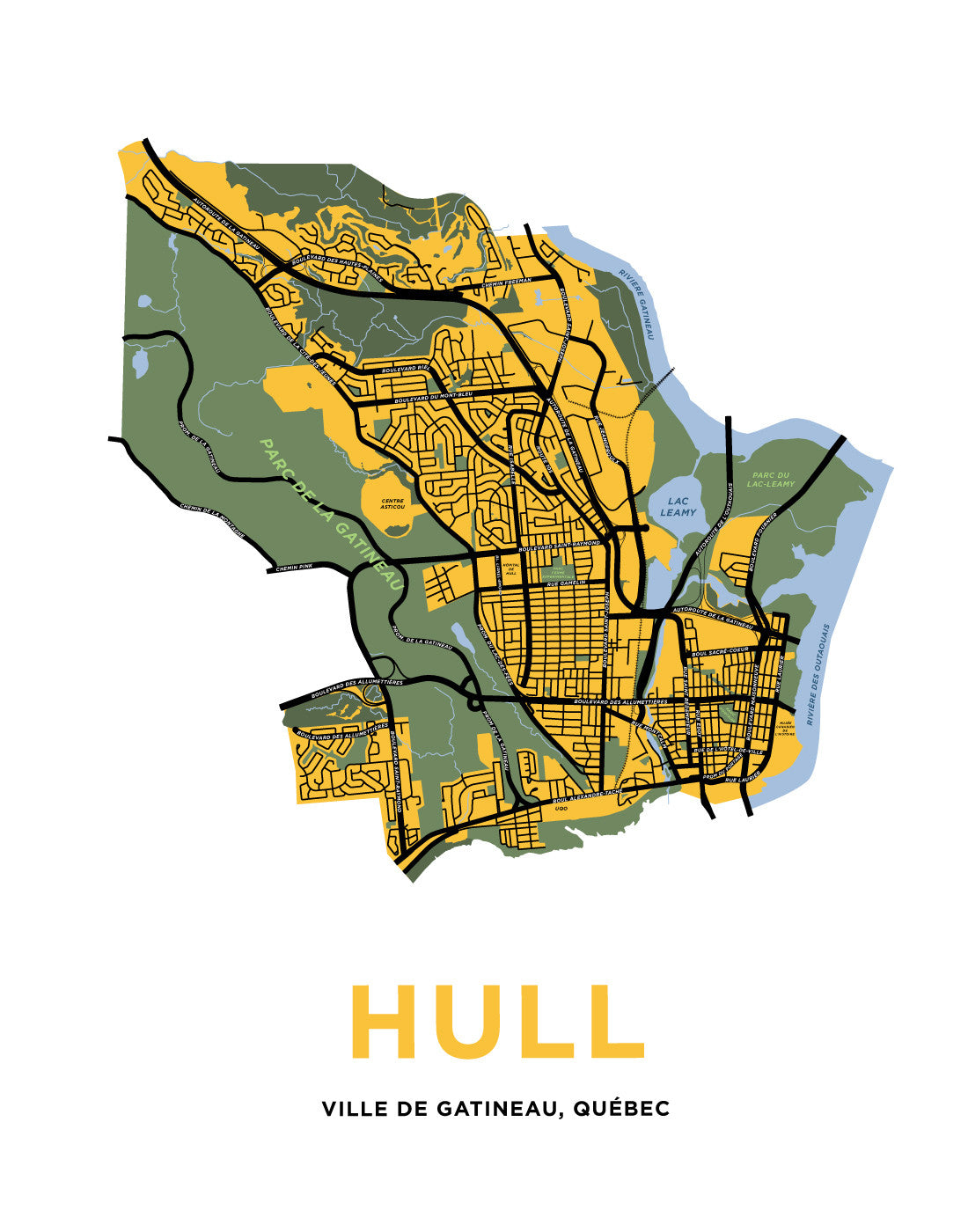 Hull Map Print Gatineau QC Jelly Brothers   Hull 