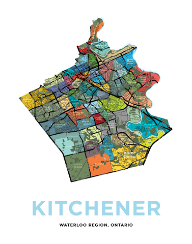 Kitchener Full City Map Print Jelly Brothers   Kitchener Full Large 