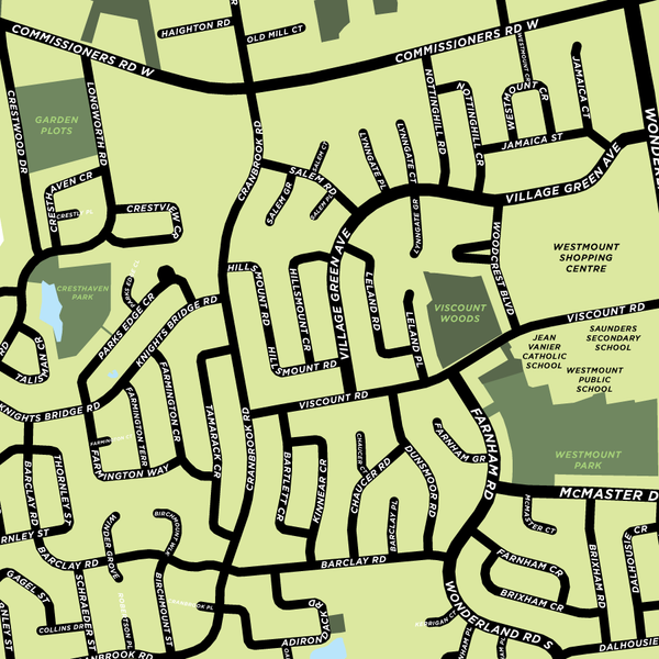 Westmount Neighbourhood Map Print Jelly Brothers 