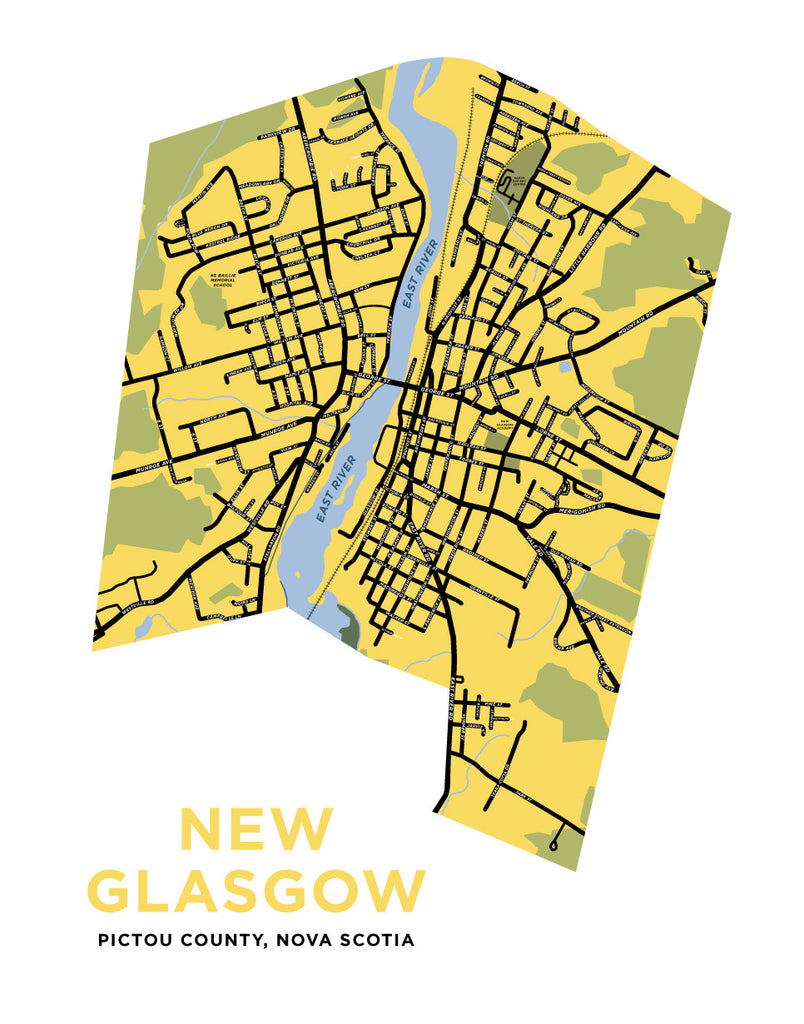 New Glasgow Nova Scotia Map New Glasgow, Nova Scotia Map Print – Jelly Brothers