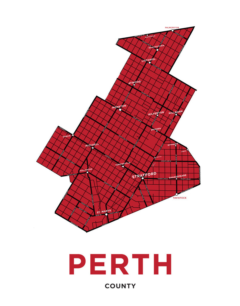 Map Of Perth County Ontario Perth County Map Print – Jelly Brothers