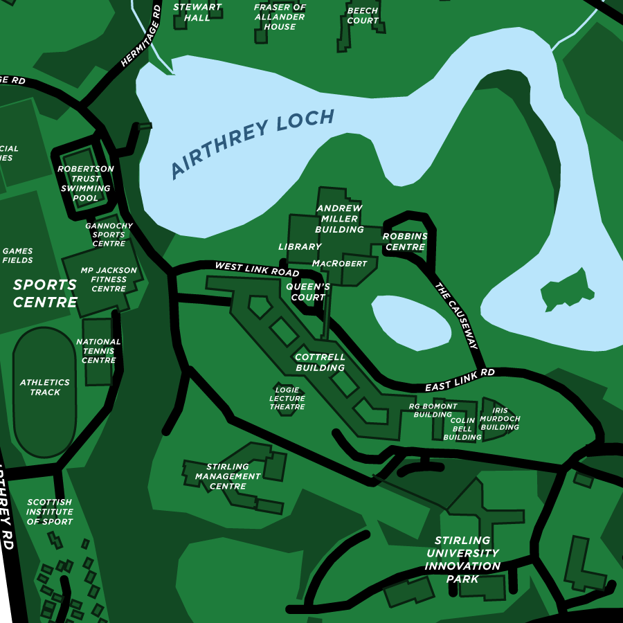 University Of Stirling Campus Map Print Jelly Brothers