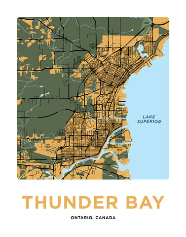 thunder bay map print overview quick