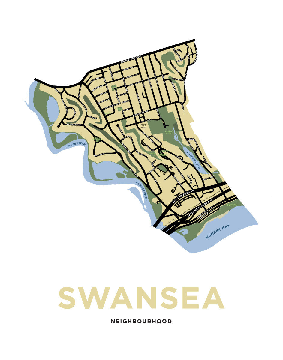 Swansea Neighbourhood Map Print Jelly Brothers   Toronto Swansea 