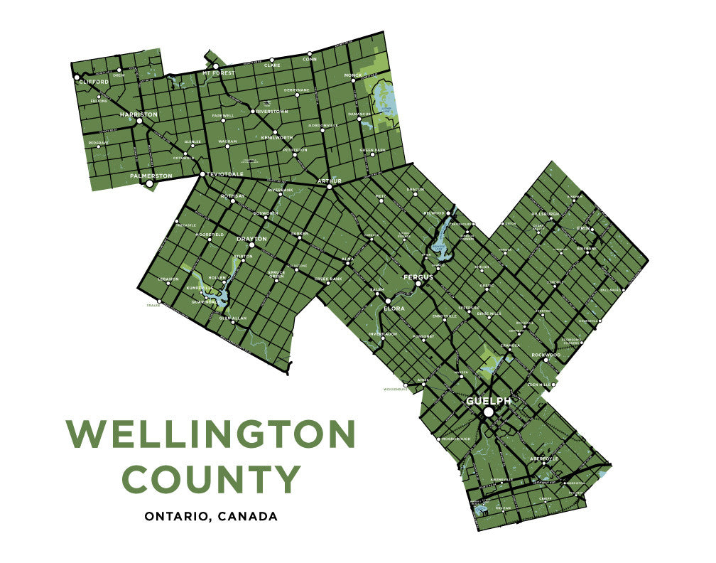 Wellington County Map Print Jelly Brothers