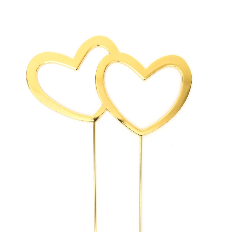 Gold Heart Cake Topper with Metal Leaves - Be Something New
