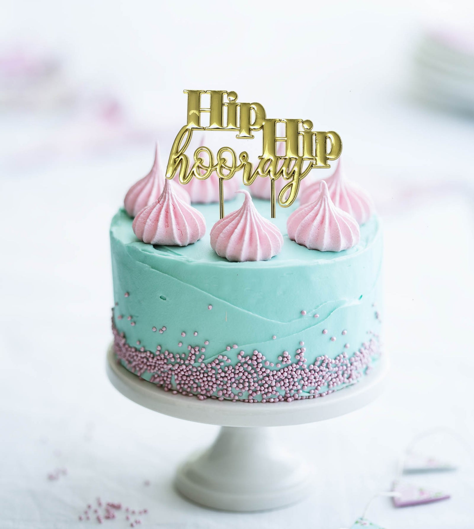 HIP HIP HOORAY ROSE GOLD Metal Cake Topper | Cake Decorating Central