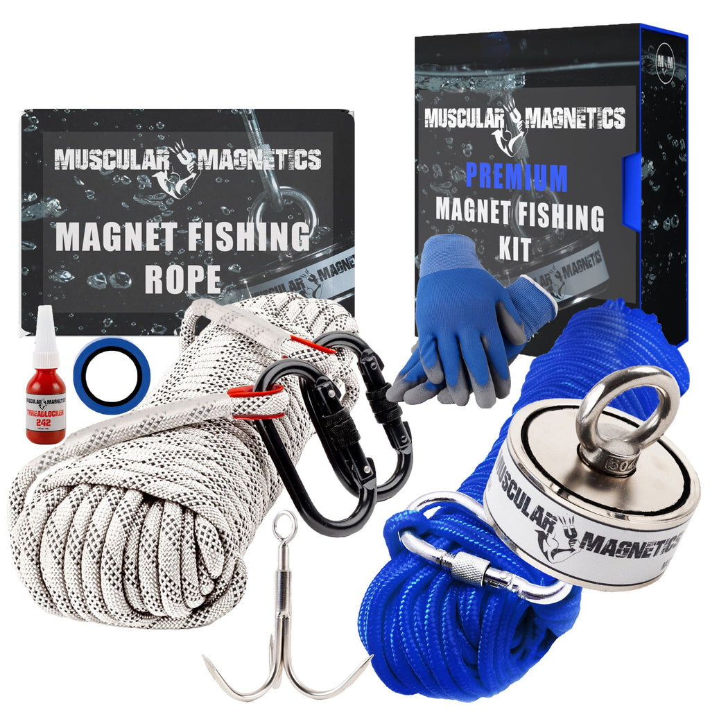 Strong Pulling Force Double Sided Magnet Fishing Kit with Rope + Case  4000LBS US