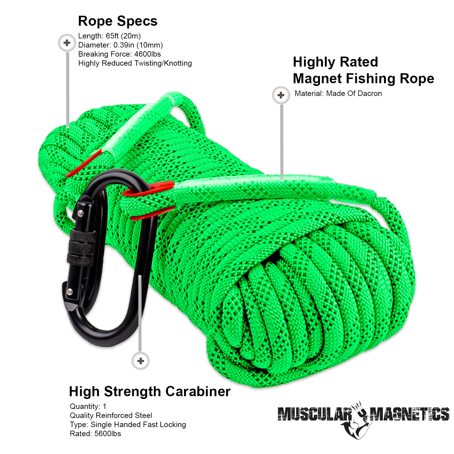 1/3”Magnet Fishing Rope, Anchor Rope 660LB Pulling Forces, 8mm Climbing  Rope for Fishing Magnet, Camping, Boating,10M(32ft) 20M(64ft) 30M(96ft)