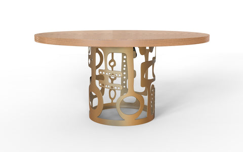 Ashanti Dining Table in Pale Gold with an Oak veneer top