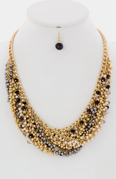 Cluster Statement Beaded Detail Necklace | JacksonsRunaway