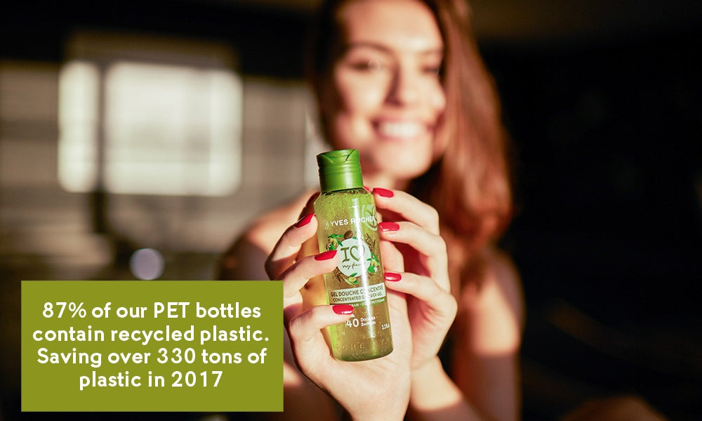 87% of our PET bottles contain recycled plastic. Saving over 330 tons of plastic in 2017