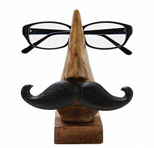 Wooden Spectacles Nose Shaped Holder With Moustache - vezzmart