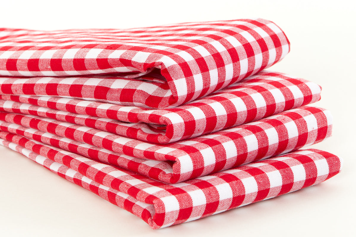 red kitchen towel set