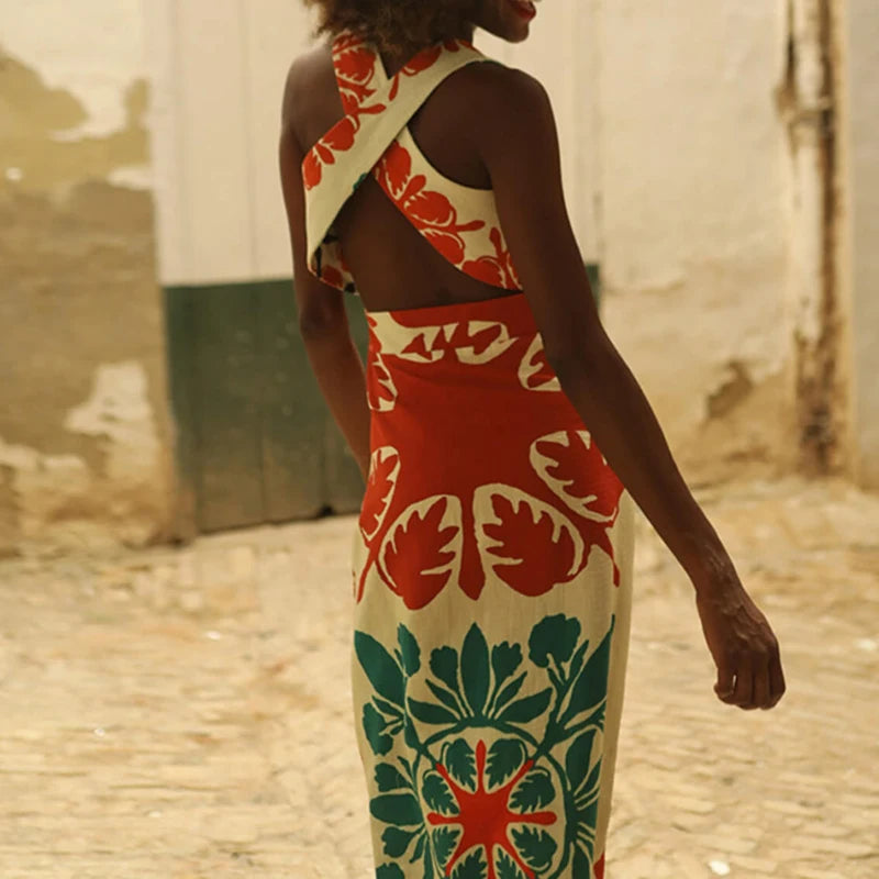 Fashion Pattern Slim A-line Dress Bohemian Dress