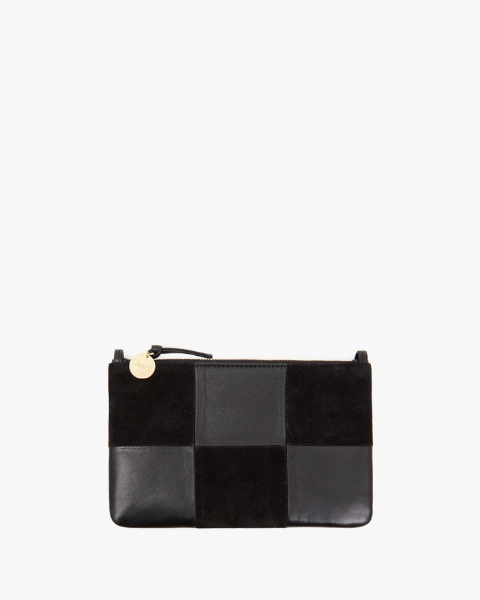 Clare V. Suede Greta Stripe Simple Tote - Camel/Black/White on Garmentory