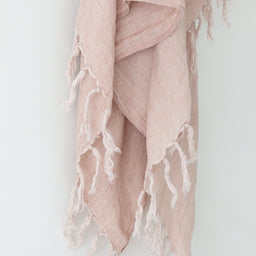 Blush Belgian linen throw with tassels 