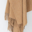 Caramel Alpaca wool throw with tassels 