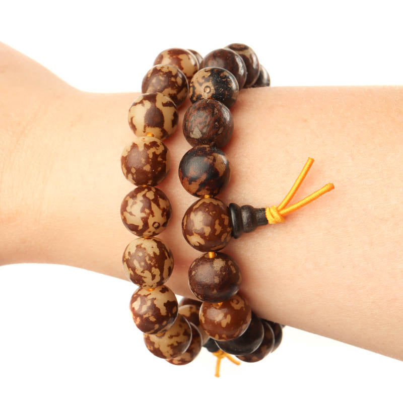 Lotus Seed Wrist Mala with Inlays, 21 Beads – Buddha Groove