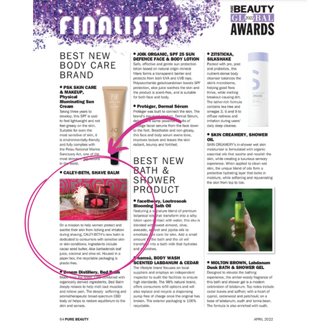 Caley-Beth Shave Balm featured in April issue of Pure Beauty Magazine.