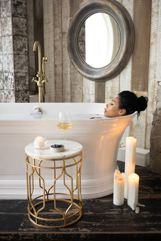 candle lit luxurious bath