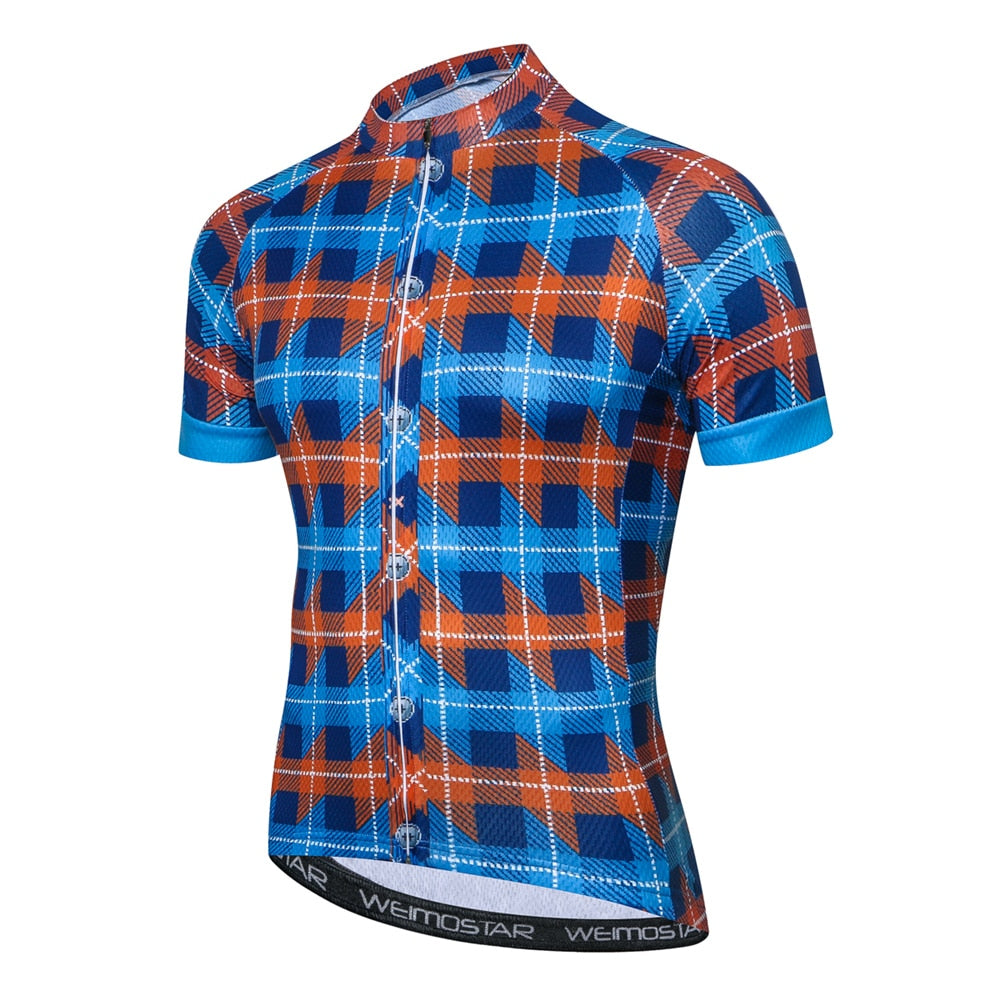 blue orange cycling jersey