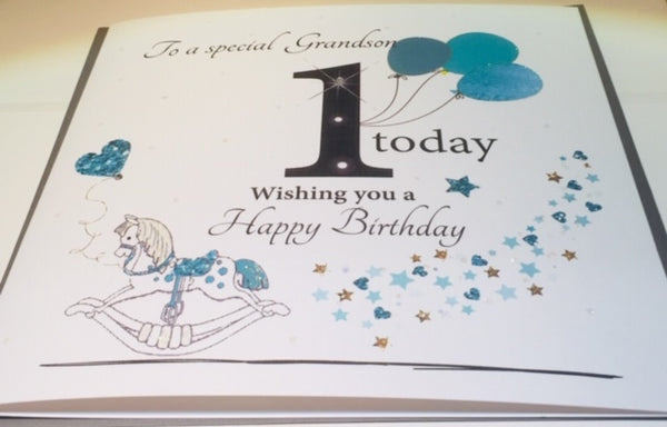 Large 1st Birthday Card Grandson (1st birthday card
