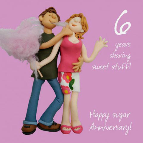 6th Wedding Anniversary Card - Sugar - HerbysGifts.com