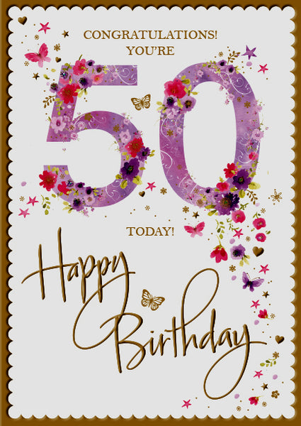 50th Birthday Card Woman (50th birthday card, 50th birthday card for a ...