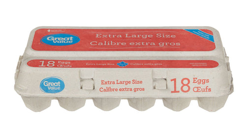 Great Value Extra Large White Eggs, 18 Count