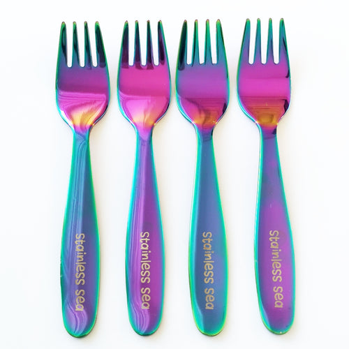 ReaNea Rainbow Toddler Utensils 4 Pieces Stainless Steel Kids