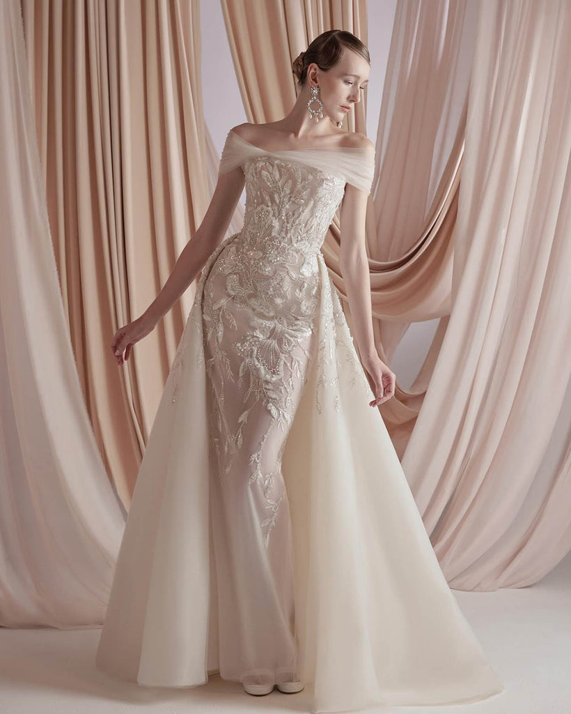 subtle crystal embellished wedding dress