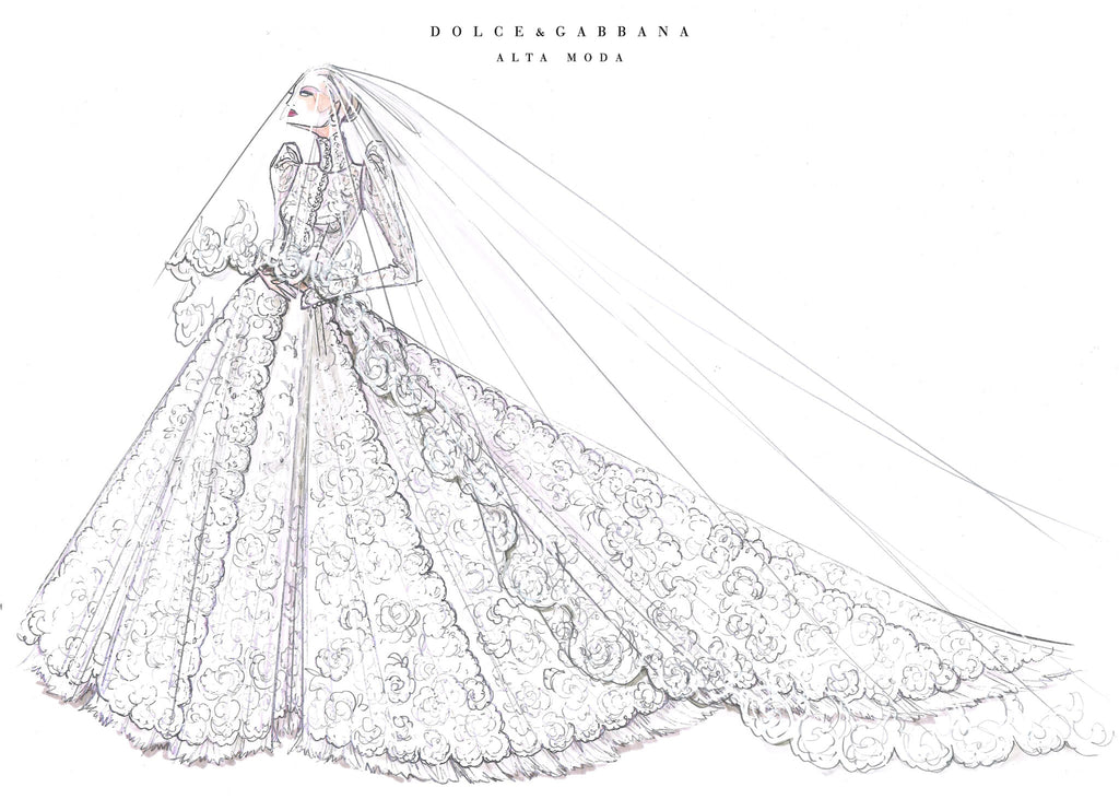 Dolce Gabbana Alta Moda Sketch for Lady Kitty Spencer