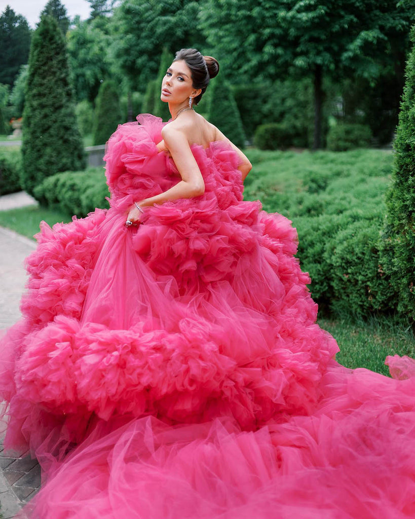 Váy cưới nàng tiên cá bằng ren hình học màu hồng nude hiện đại - Lunss