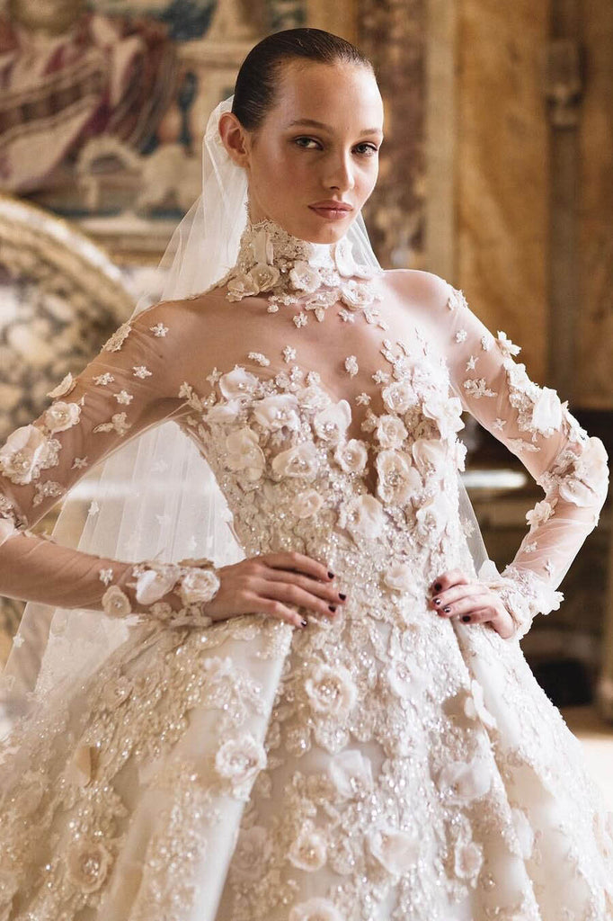 áo cưới đính hoa 3d haute couture