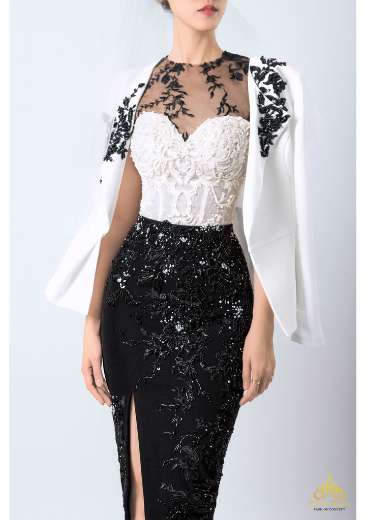 Áo cưới trắng đen ấn tượng đẳng cấp sang trọng Meera Meera Fashion Concept