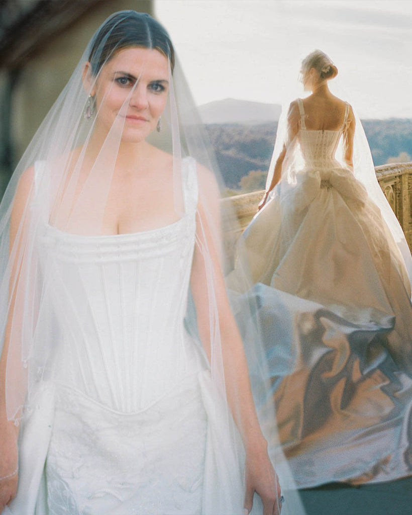 bespoke basque waist corset wedding gown