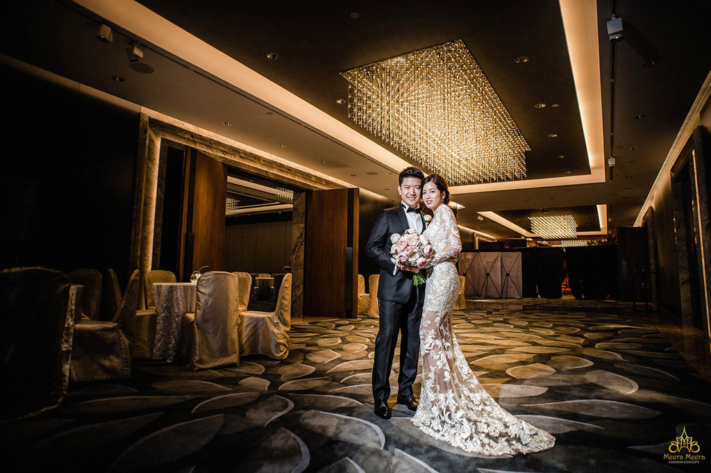 illusion indoor wedding dress