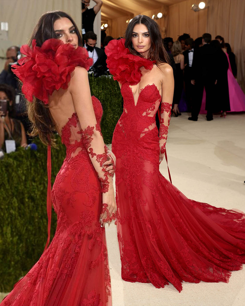 met gala red wedding dress by vera wang