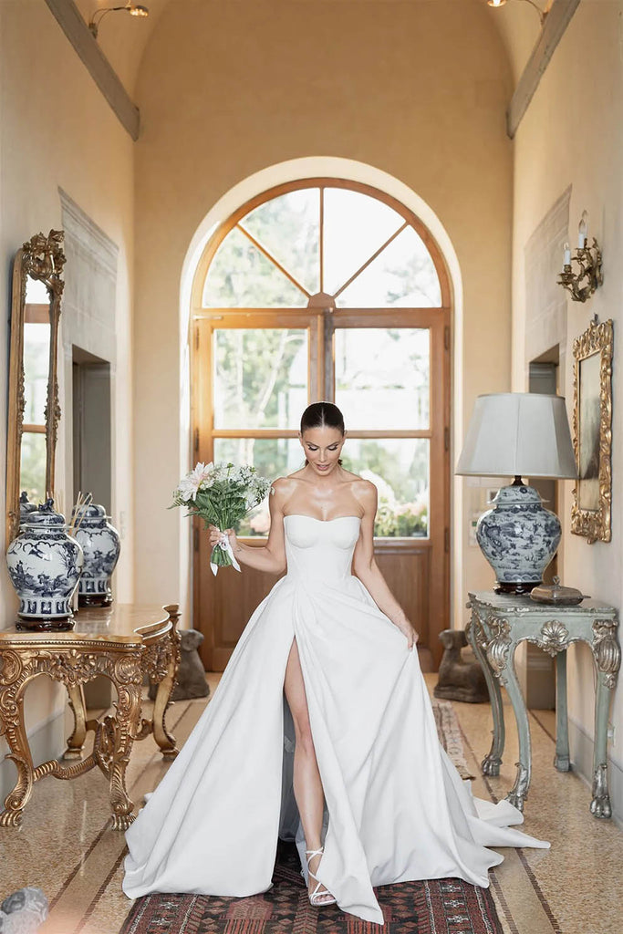 minimalist corset wedding dress