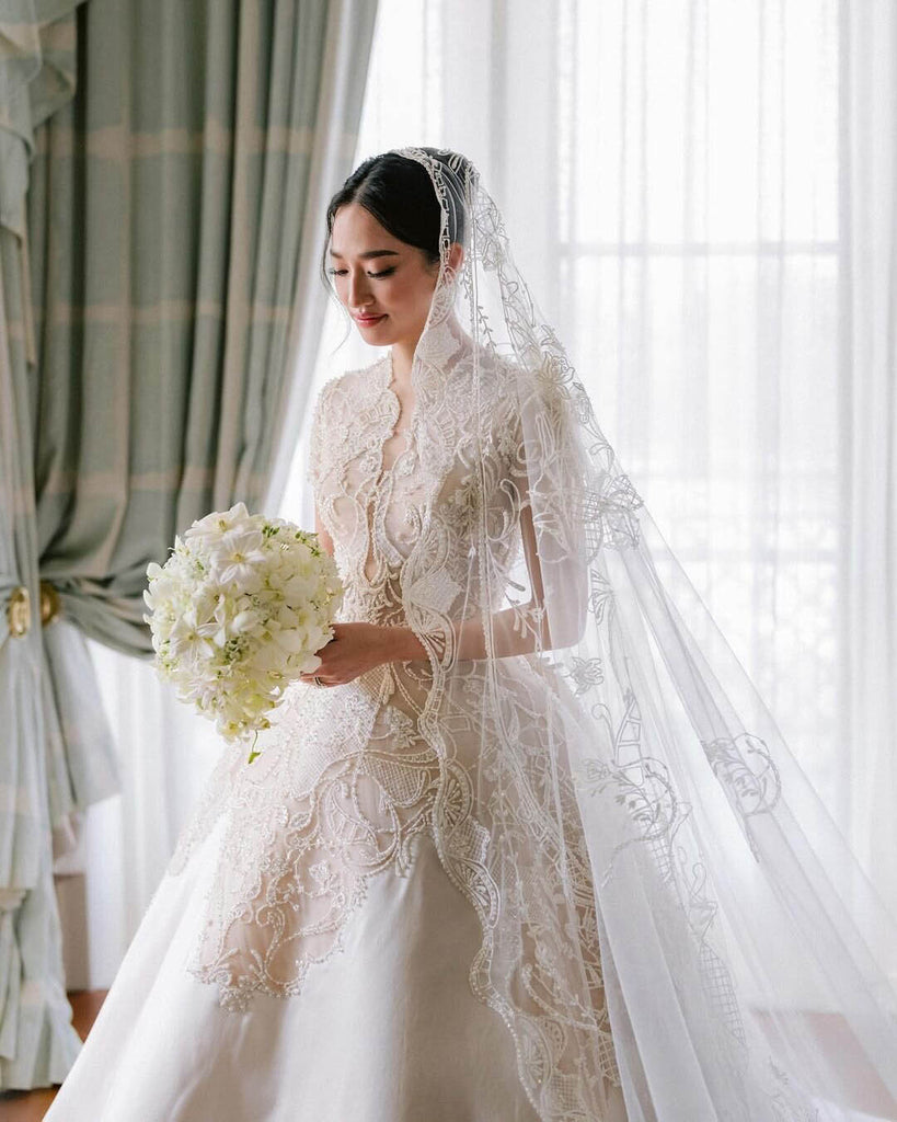 traditional embroidered wedding veil