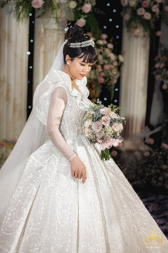 indoor princess wedding gown