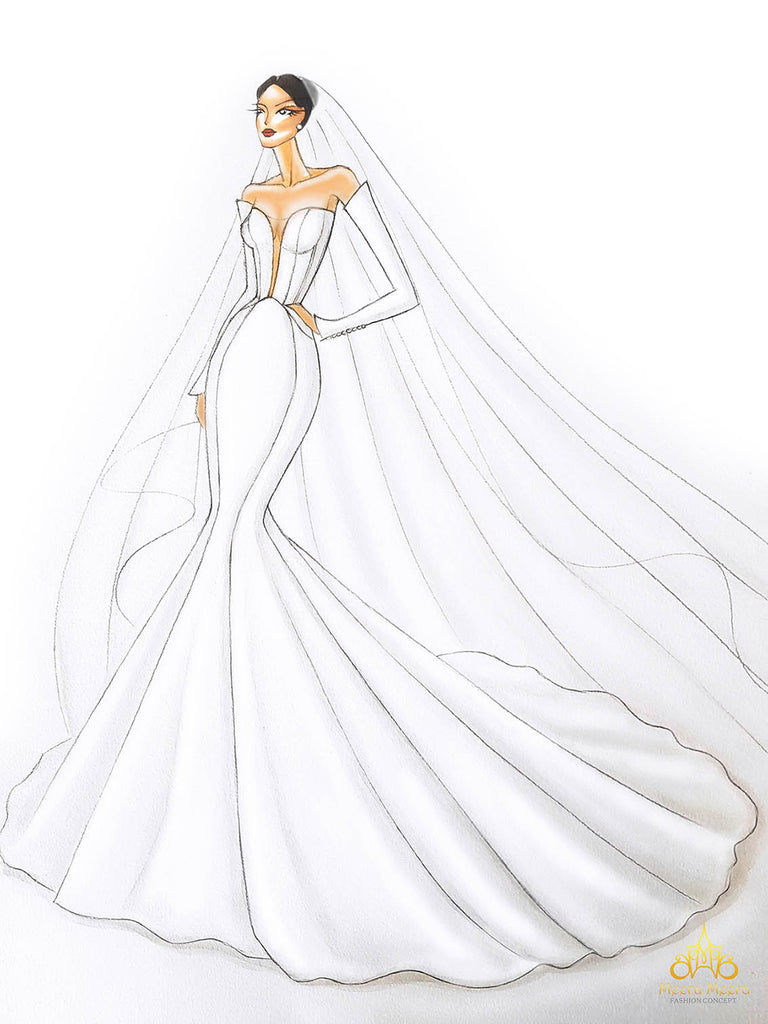 church wedding dress sketch