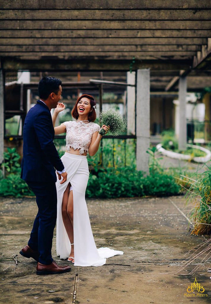 garden crop top wedding dress