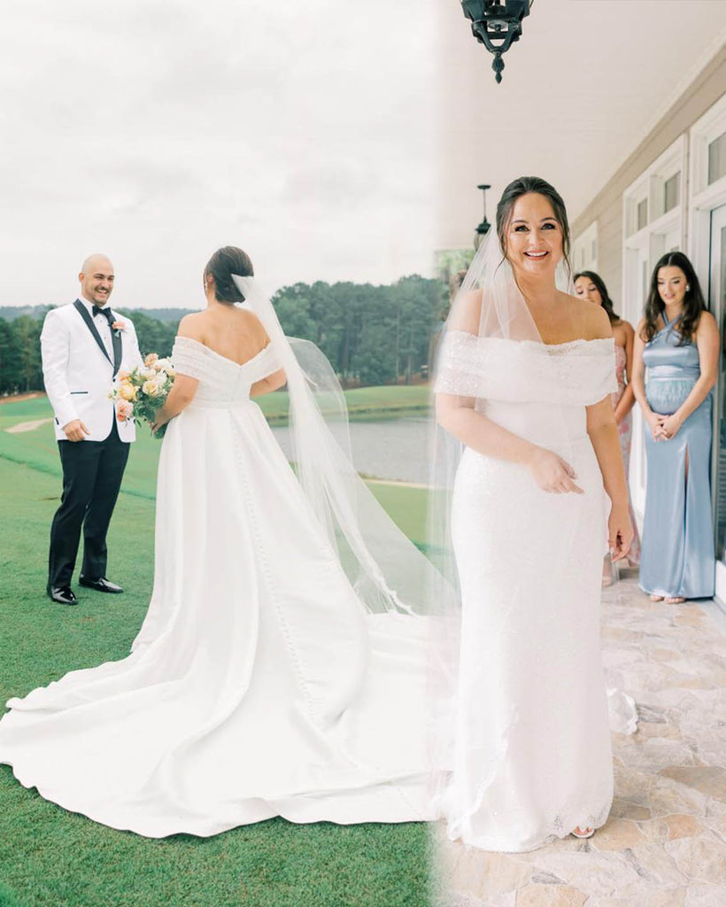 sparkly plus size convertible wedding gown